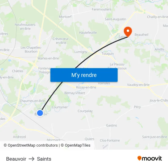 Beauvoir to Saints map