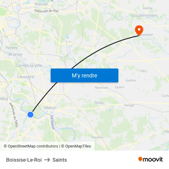 Boissise-Le-Roi to Saints map
