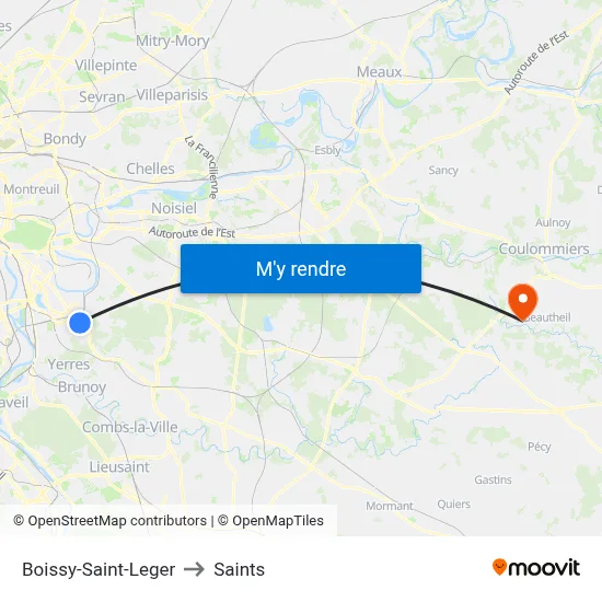 Boissy-Saint-Leger to Saints map