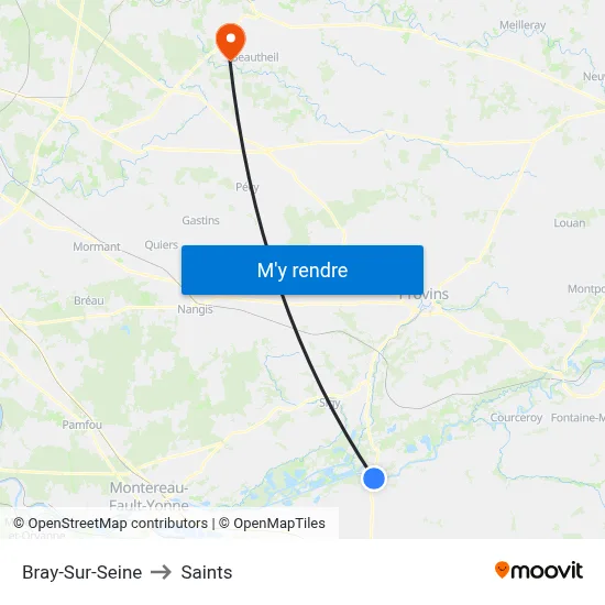 Bray-Sur-Seine to Saints map