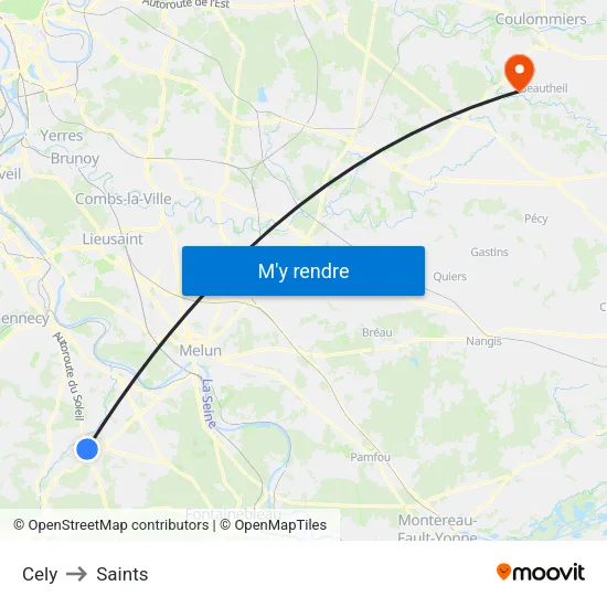 Cely to Saints map
