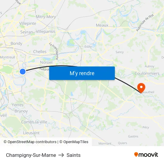 Champigny-Sur-Marne to Saints map