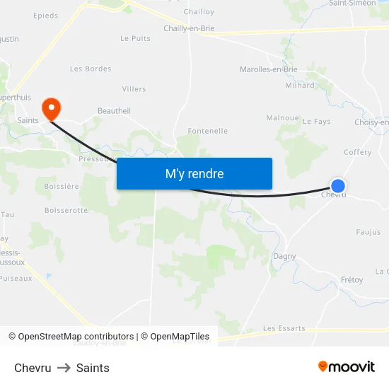 Chevru to Saints map