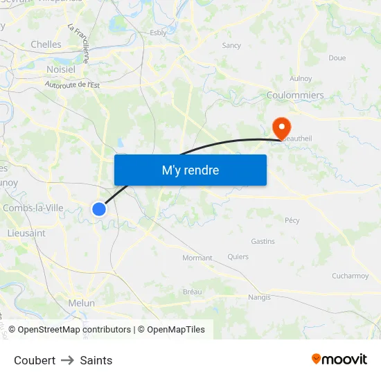 Coubert to Saints map