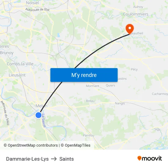 Dammarie-Les-Lys to Saints map