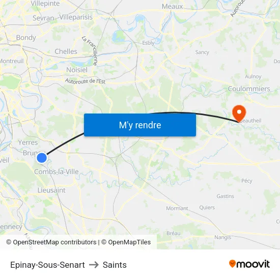 Epinay-Sous-Senart to Saints map