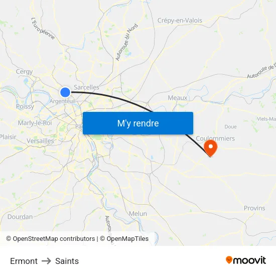 Ermont to Saints map