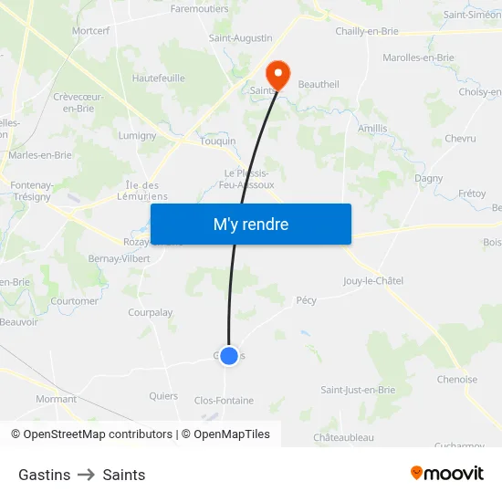 Gastins to Saints map