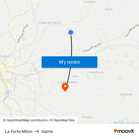 La Ferte-Milon to Saints map