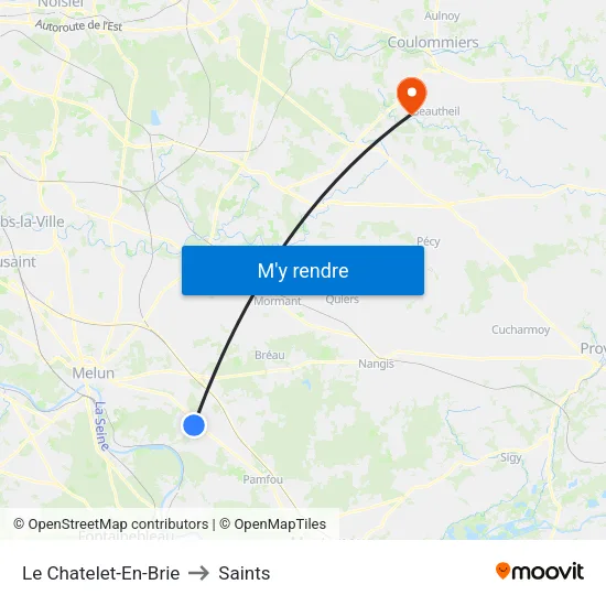 Le Chatelet-En-Brie to Saints map