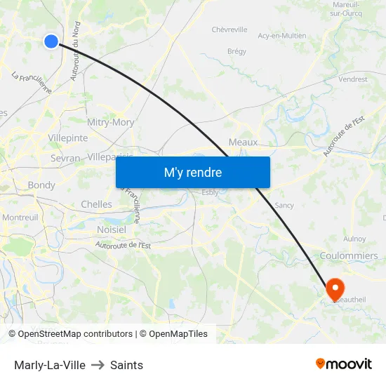 Marly-La-Ville to Saints map