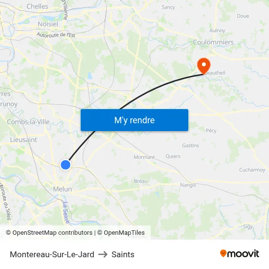 Montereau-Sur-Le-Jard to Saints map