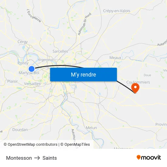 Montesson to Saints map