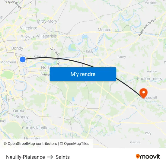 Neuilly-Plaisance to Saints map