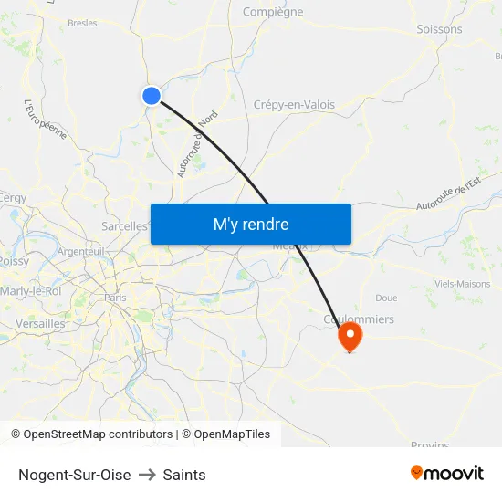 Nogent-Sur-Oise to Saints map