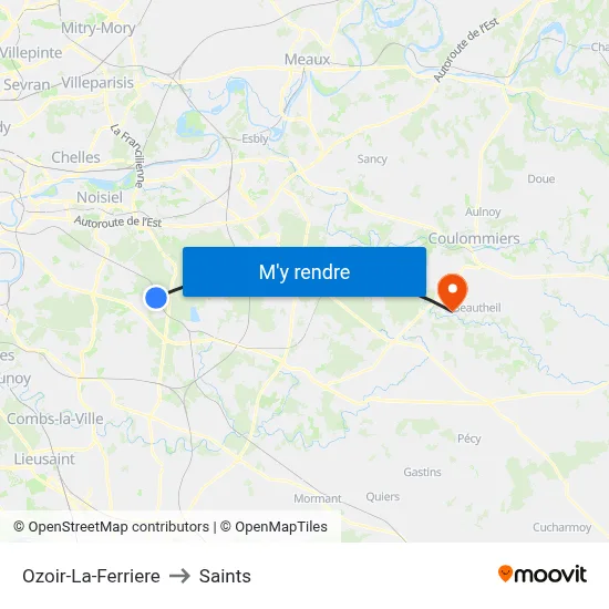 Ozoir-La-Ferriere to Saints map
