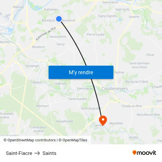 Saint-Fiacre to Saints map