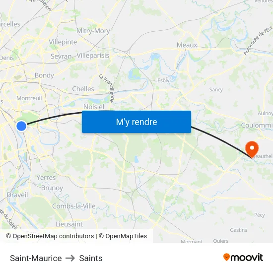 Saint-Maurice to Saints map