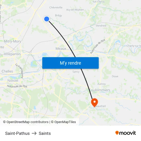 Saint-Pathus to Saints map