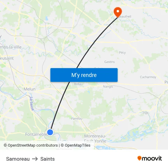 Samoreau to Saints map