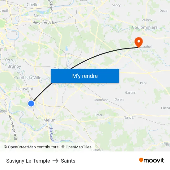 Savigny-Le-Temple to Saints map