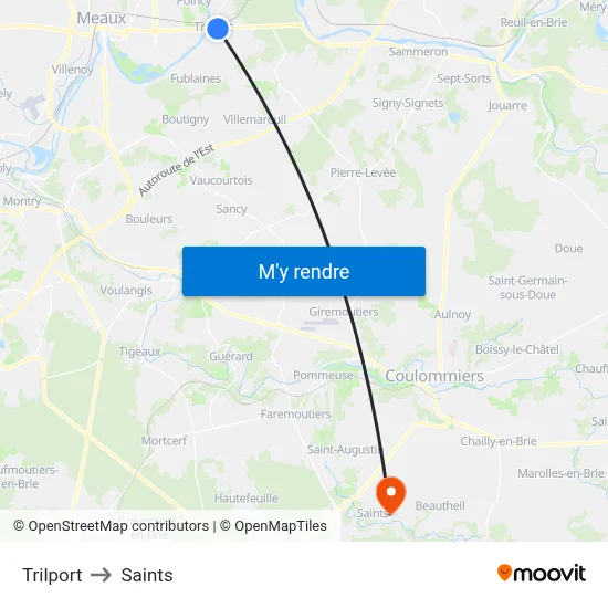 Trilport to Saints map