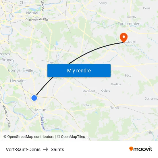 Vert-Saint-Denis to Saints map