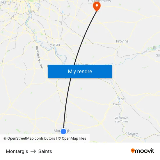 Montargis to Saints map