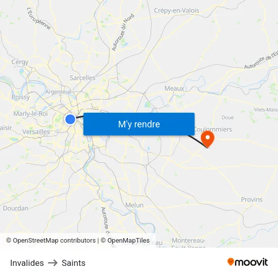 Invalides to Saints map