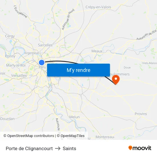 Porte de Clignancourt to Saints map