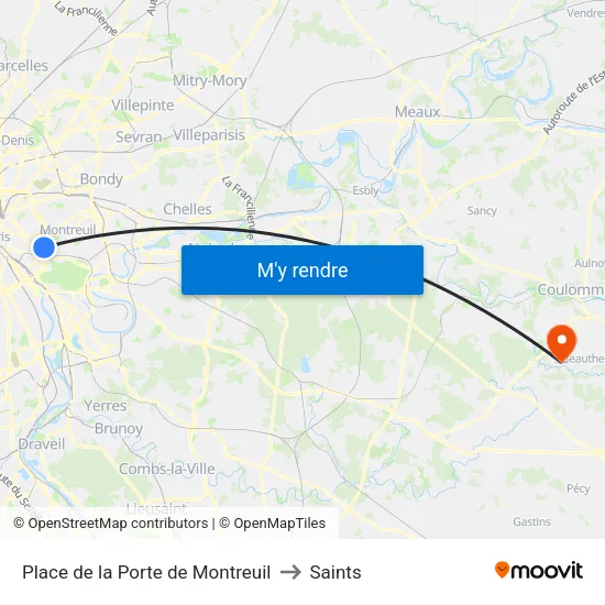 Place de la Porte de Montreuil to Saints map