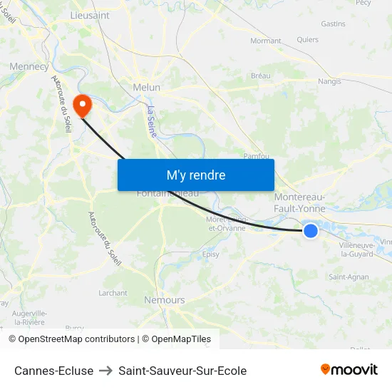 Cannes-Ecluse to Saint-Sauveur-Sur-Ecole map