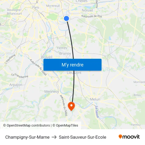 Champigny-Sur-Marne to Saint-Sauveur-Sur-Ecole map
