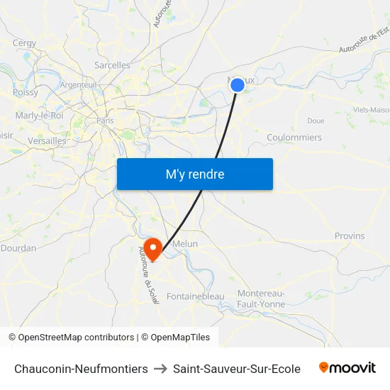 Chauconin-Neufmontiers to Saint-Sauveur-Sur-Ecole map