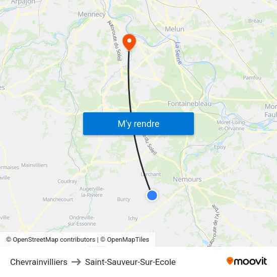 Chevrainvilliers to Saint-Sauveur-Sur-Ecole map