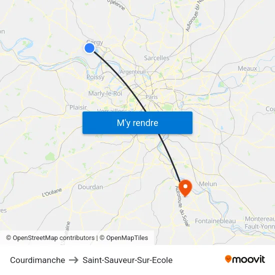 Courdimanche to Saint-Sauveur-Sur-Ecole map