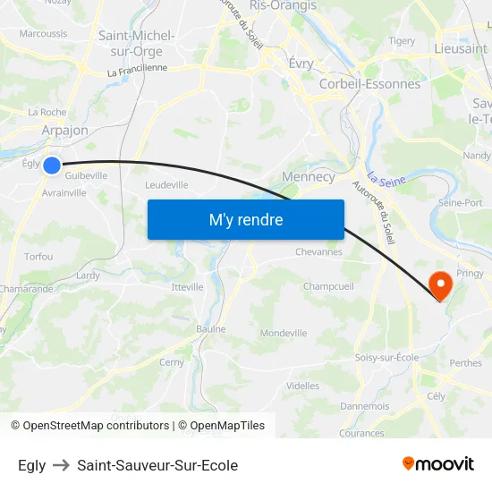 Egly to Saint-Sauveur-Sur-Ecole map