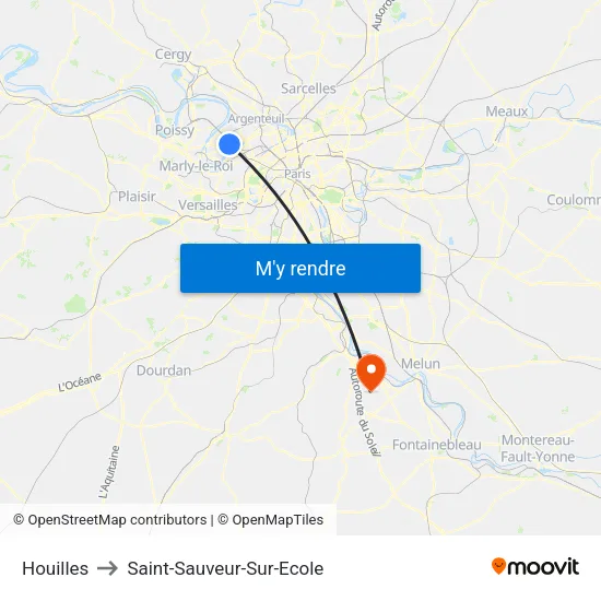 Houilles to Saint-Sauveur-Sur-Ecole map