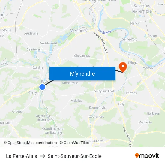 La Ferte-Alais to Saint-Sauveur-Sur-Ecole map