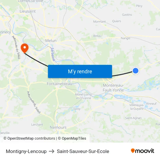 Montigny-Lencoup to Saint-Sauveur-Sur-Ecole map