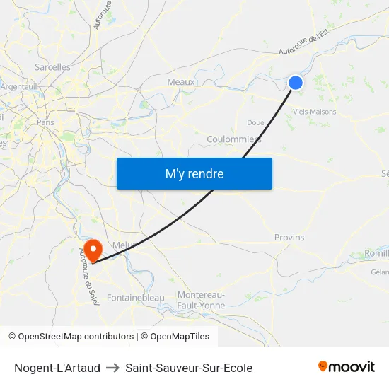 Nogent-L'Artaud to Saint-Sauveur-Sur-Ecole map