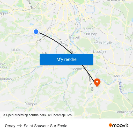 Orsay to Saint-Sauveur-Sur-Ecole map