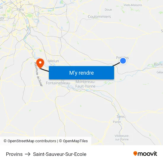 Provins to Saint-Sauveur-Sur-Ecole map