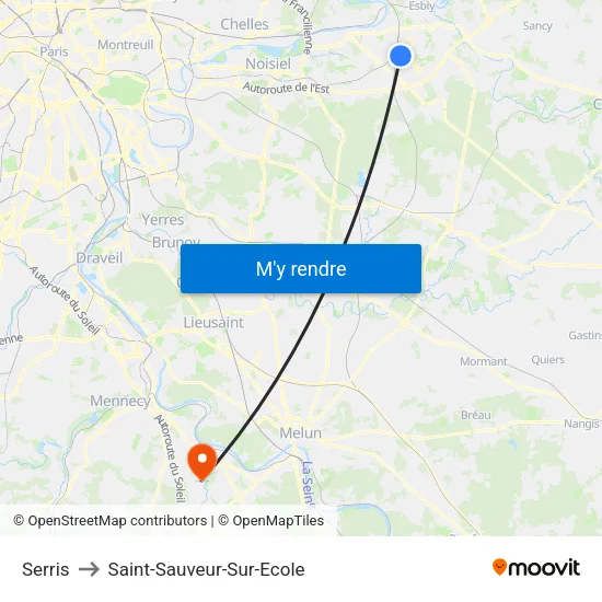 Serris to Saint-Sauveur-Sur-Ecole map
