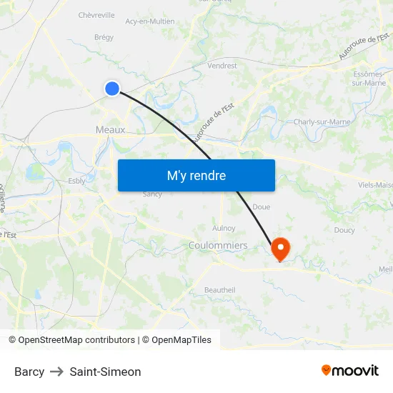 Barcy to Saint-Simeon map