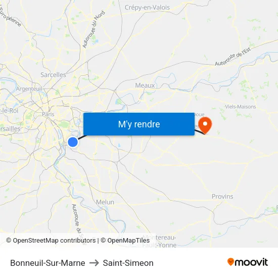 Bonneuil-Sur-Marne to Saint-Simeon map