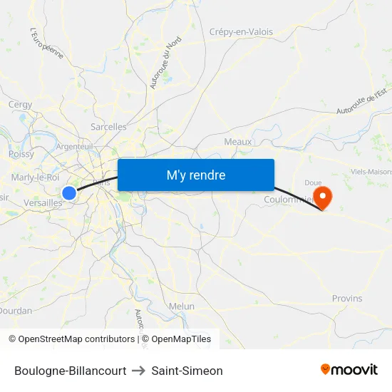 Boulogne-Billancourt to Saint-Simeon map