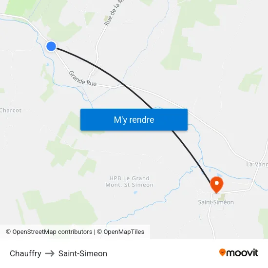 Chauffry to Saint-Simeon map