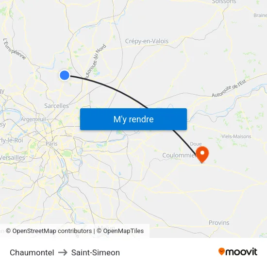 Chaumontel to Saint-Simeon map