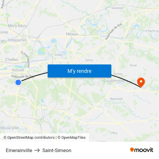 Emerainville to Saint-Simeon map